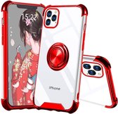 iPhone 11 hoesje silicone - iPhone 11 hoesje shock proof met Ringhouder - iPhone 11 Transparant / Rood