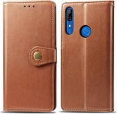 Retro effen kleur lederen gesp mobiele telefoon bescherming lederen tas met lanyard & fotolijst & kaartsleuf & portemonnee & beugelfunctie voor Huawei P Smart Z (bruin)