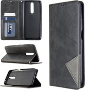 Voor xiaomi redmi k30 ruit textuur horizontale flip magnetische lederen tas met houder & kaartsleuven & portemonnee (zwart)