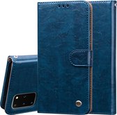 Voor Galaxy S20 Plus Business Style Oil Wax Texture Horizontal Flip Leather Case, met houder & kaartsleuven & portemonnee (blauw)