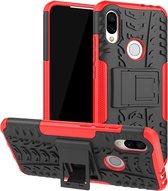 Tire Texture TPU + PC schokbestendige beschermhoes voor Xiaomi Redmi 7, met houder (rood)