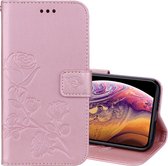 Rose reliÃ«f horizontaal Flip PU lederen tas voor iPhone XS Max, met houder & kaartsleuven & portemonnee (Rose Gold)