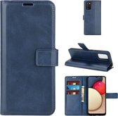 Voor Samsung Galaxy A02S Retro Kalfspatroon Gesp Horizontale Flip Leren Case met Houder & Kaartsleuven & Portemonnee (Blauw)