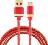 3A USB naar USB-C / Type-C tweekleurige gevlochten datakabel, kabellengte: 1 m (rood)