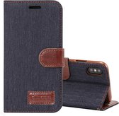 Dibase denim texture horizontale flip lederen case voor iPhone XS, met houder en kaartsleuven (zwart)