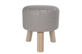 Krukje - Poef - Silver Grijs - d32xh34cm - Met houten poten