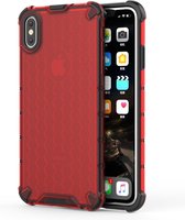 Schokbestendige honingraat PC + TPU beschermhoes voor iPhone XS Max (rood)