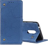 Voor xiaomi redmi k30 koperen gesp retro gekke paard textuur horizontale flip lederen case met houder & kaartsleuven & portemonnee (blauw)