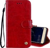 Voor Huawei P10 Lite Business Style Oil Wax Texture Horizontal Flip Leather Case met houder & kaartsleuven & portemonnee (rood)