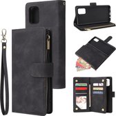 Voor Galaxy A71 multifunctionele horizontale flip lederen tas, met kaartsleuf en houder & rits portemonnee & fotolijst (zwart)