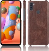 Voor Galaxy M11 schokbestendige Litchi Texture PC + PU-hoes (bruin)