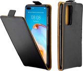 Voor Huawei P40 zakelijke stijl verticale flip TPU lederen tas met kaartsleuf (zwart)