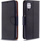 Voor huawei p40 lite litchi textuur pure kleur horizontale flip pu lederen tas met houder en kaartsleuven en portemonnee en lanyard (zwart)