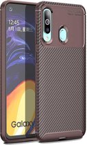 Beetle Series Carbon Fiber Texture Shockproof TPU Case voor Galaxy A60 (Bruin)