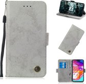 Voor Galaxy A70 retro horizontale flip pu lederen tas met kaartsleuven en houder (grijs)
