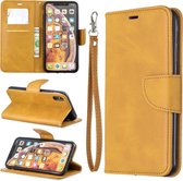 Retro lamsvacht textuur pure kleur horizontale flip pu lederen case voor Galaxy M30, met houder & kaartsleuven & portemonnee & lanyard (geel)