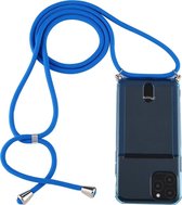 Voor iPhone 11 Pro transparante TPU beschermhoes met draagkoord en kaartsleuf (blauw)