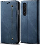 Voor OPPO Find X2 Pro Denim Texture Casual Style Horizontale Flip Leather Case met houder & kaartsleuven & portemonnee (blauw)