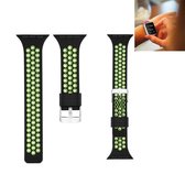 Voor Apple Watch Series 5 en 4 40 mm / 3 en 2 en 1 38 mm tweekleurige siliconen sporthorlogeband (zwart, groen)