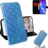 Voor Asus Zenfone Max (M2) ZB633KL Effen kleur Kleurrijke magnetische gesp Horizontale flip PU lederen tas met houder & kaartsleuven & portemonnee & draagkoord (blauw)