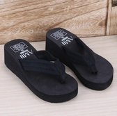 Pailletten-slippers met sleehakken, maat: 39 (zwart met doek)