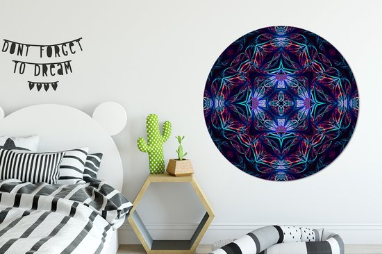 Un motif en mosaïque coloré avec plusieurs couleurs. Cercle mural aluminium ⌀ 140 cm