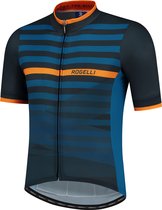 Rogelli Stripe Fietsshirt - Korte Mouwen - Heren - Blauw, Oranje - Maat S