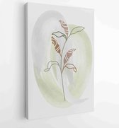 Botanical watercolor wall art vector set. Earth tone boho foliage line art drawing with abstract shape 4 - Moderne schilderijen – Vertical – 1901708017 - 115*75 Vertical
