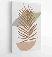 Botanical wall art vector set. Golden foliage line art drawing with watercolor 4 - Moderne schilderijen – Vertical – 1903166947 - 80*60 Vertical