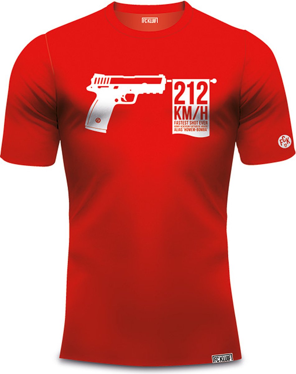 FC Kluif - Voetbal T-shirt - Fastest shot ever - Rood - Maat L - Regular fit