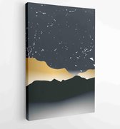 Luxury Gold Mountain wall art vector set. Earth tones landscapes backgrounds set with moon and sun. 3 - Moderne schilderijen – Vertical – 1871797315 - 80*60 Vertical