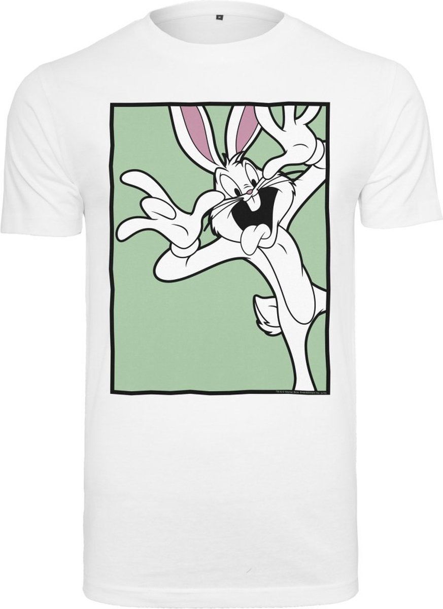 Merchcode Looney Tunes - Looney Tunes Bugs Bunny Funny Face Heren T-shirt - S - Wit
