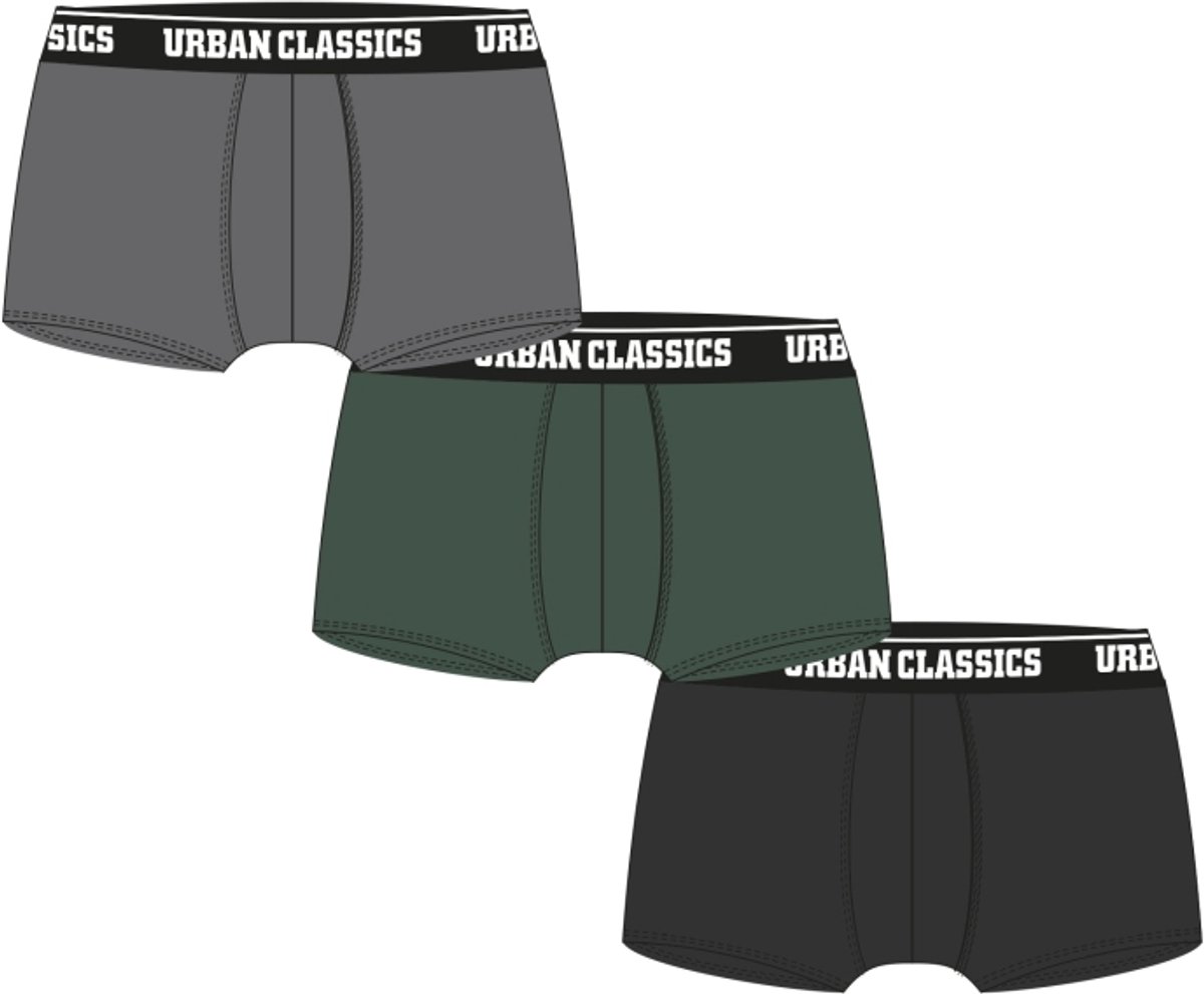 Urban Classics Boxershorties 3-pack ondergoed/broeken - grijs/donkergroen/zwart - maat L