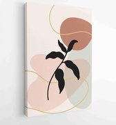 Botanical wall art vector set. Foliage line art drawing with abstract shape. 4 - Moderne schilderijen – Vertical – 1861710919 - 115*75 Vertical