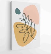 Botanical wall art vector set. Earth tone boho foliage line art drawing with abstract shape 3 - Moderne schilderijen – Vertical – 1888031887 - 50*40 Vertical