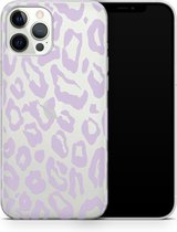 ShieldCase Panther Pattern geschikt voor Apple iPhone 12 / 12 Pro hoesje - transparant/lila