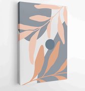 Botanical wall art vector set. Earth tone boho foliage line art drawing with abstract shape. 3 - Moderne schilderijen – Vertical – 1881805198 - 80*60 Vertical