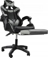 Chaise de jeu pivotante avec repose-pieds EC GAMING KO - Chaise de jeu avec repose-pieds - Chaise de bureau Premium - Chaise d'ordinateur - Zwart / Grijs