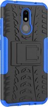 Nokia 4.2 Hoesje - Mobigear - Tire Serie - Hard Kunststof Backcover - Zwart / Blauw - Hoesje Geschikt Voor Nokia 4.2