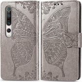 Xiaomi Mi 10 Hoesje - Mobigear - Butterfly Serie - Kunstlederen Bookcase - Grijs - Hoesje Geschikt Voor Xiaomi Mi 10