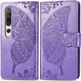 Xiaomi Mi 10 Hoesje - Mobigear - Butterfly Serie - Kunstlederen Bookcase - Paars - Hoesje Geschikt Voor Xiaomi Mi 10
