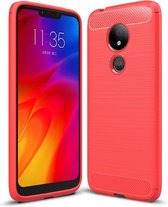 Motorola Moto G7 Power Hoesje - Mobigear - Brushed Slim Serie - TPU Backcover - Rood - Hoesje Geschikt Voor Motorola Moto G7 Power