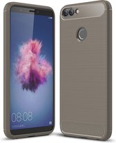 Huawei P Smart (2018) Hoesje - Mobigear - Brushed Serie - TPU Backcover - Grijs - Hoesje Geschikt Voor Huawei P Smart (2018)