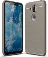 Nokia 8.1 Hoesje - Mobigear - Brushed Serie - TPU Backcover - Grijs - Hoesje Geschikt Voor Nokia 8.1