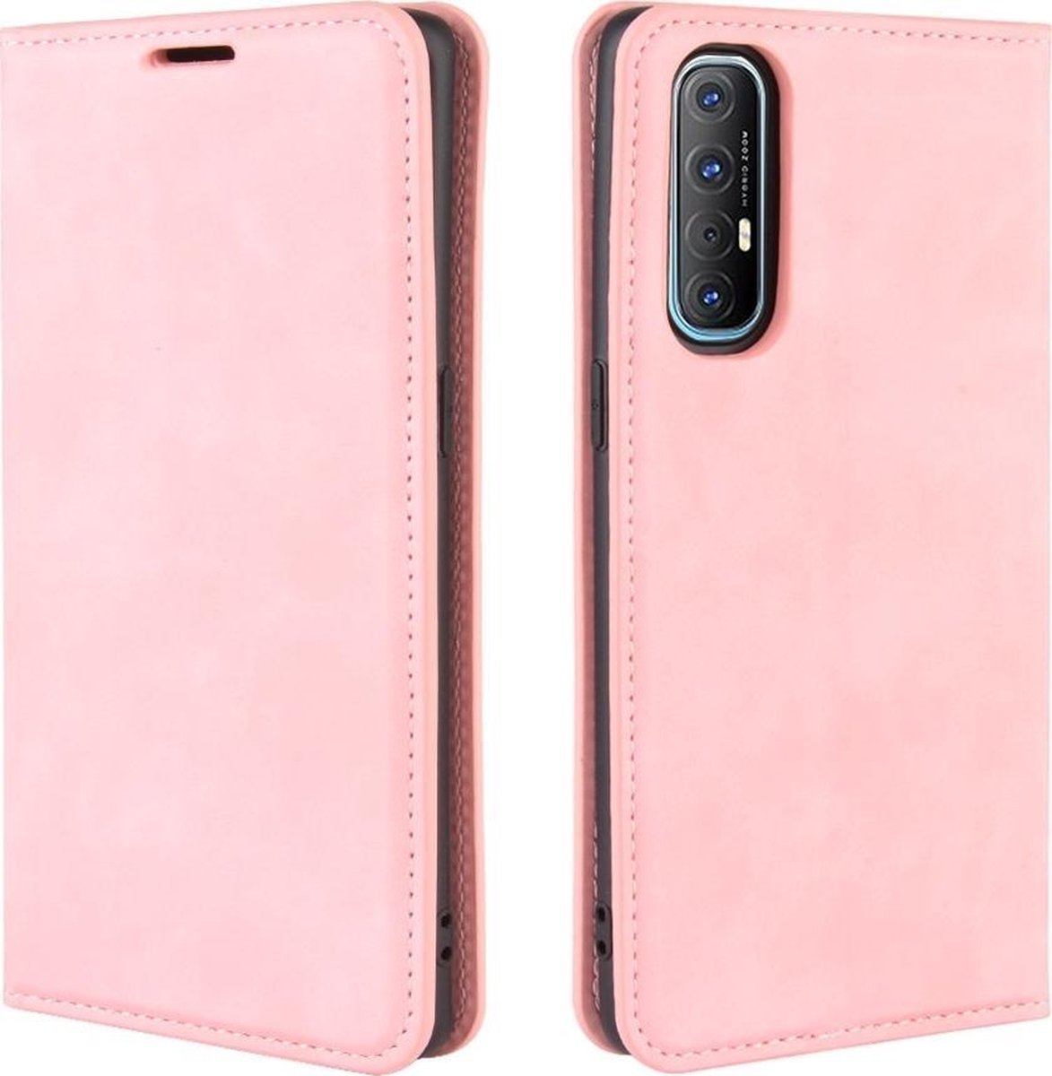 Mobigear Telefoonhoesje geschikt voor OPPO Reno 3 Pro Hoesje | Mobigear Retro Slim Bookcase Portemonnee | Pasjeshouder voor 3 Pasjes | Telefoonhoesje voor Pinpas / OV Kaart / Rijbewijs - Roze
