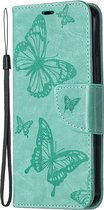 Apple iPhone 12 Pro Hoesje - Mobigear - Butterfly Serie - Kunstlederen Bookcase - Turquoise - Hoesje Geschikt Voor Apple iPhone 12 Pro