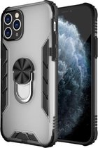 Magnetische matte pc + matte TPU schokbestendige behuizing met ringhouder voor iPhone 11 Pro (melkachtig wit)