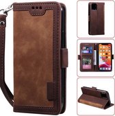 Voor iPhone 12 Pro Max Retro Splicing Horizontale flip lederen hoes met kaartsleuven & houder & portemonnee (bruin)