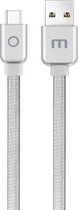 Meizu 1.2m 2A Noodle Weave Style Metal Head USB-C / Type-C naar USB 2.0 Data Sync-oplaadkabel (zilver)