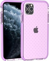 Voor iPhone 11 Pro Max rasterpatroon schokbestendig transparant TPU beschermhoes (paars)